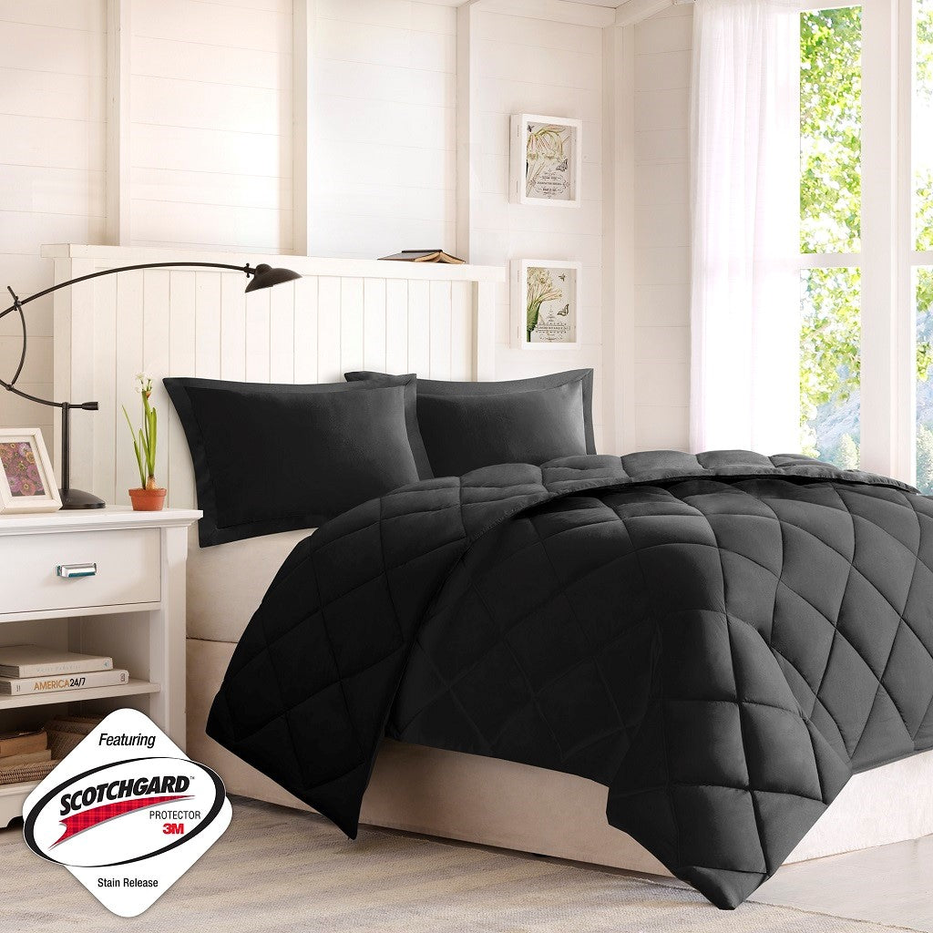 Full/Queen 3M Scotchgard Diamond Quilting Reversible Down Alternative Comforter Set
