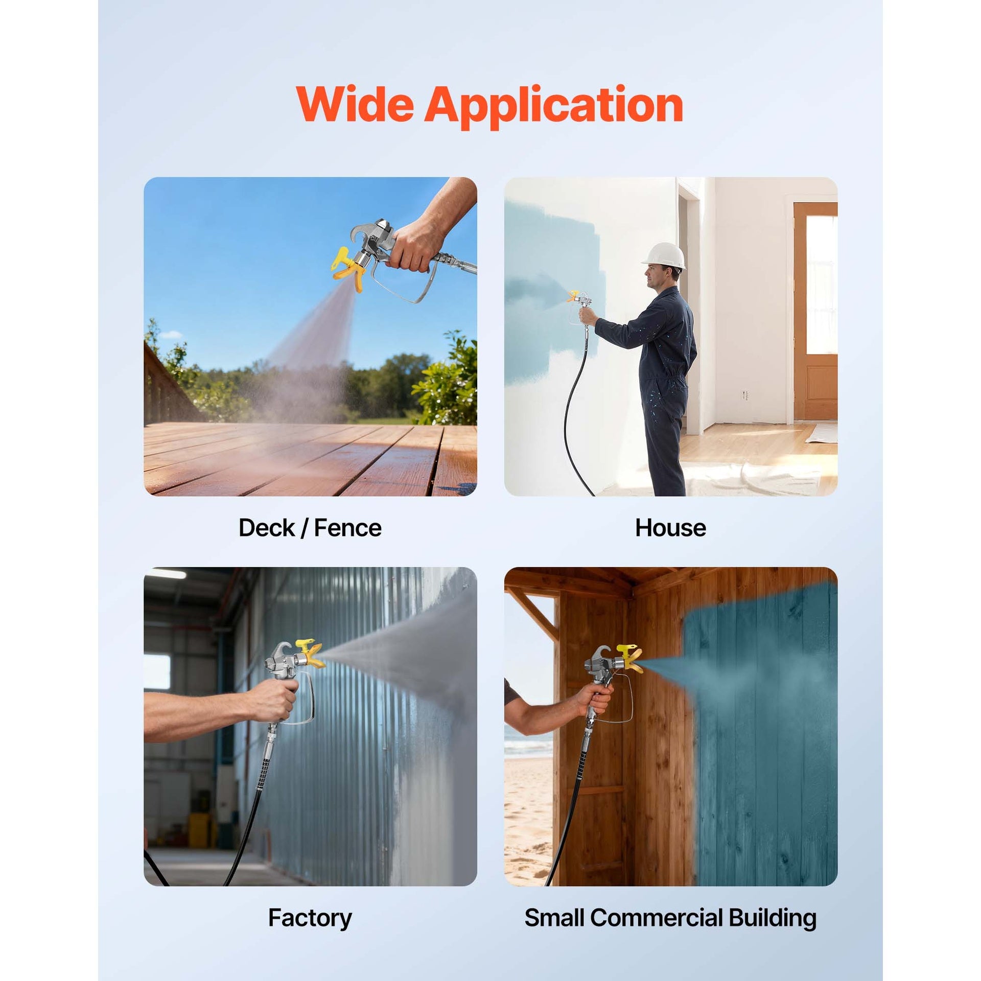 Stand Airless Paint Sprayer, 900W, 3300PSI High Pressure Airless Sprayer, Cleaning Brush, Hose, Extension Rod, Nozzles, Electric Spray Paint Machine for Interior or Exterior of House, Fence