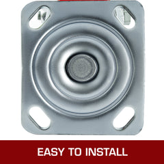 4 Pack 6 x 2 Inch Caster Wheels 2 Rigid and 2 Swivel Casters with Side Brake Polyurethane Iron Core Plate 1000LBS Capacity Per Wheel