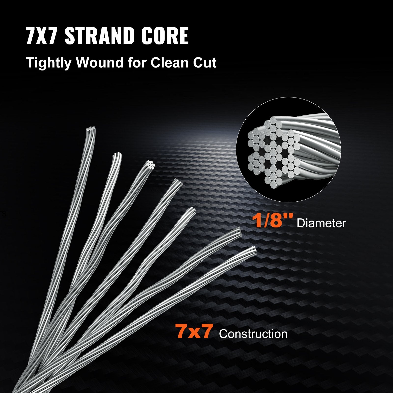 1/8 Stainless Steel Cable Railing 500ft, Wire Rope 316 Marine Grade, Braided Aircraft Cable 7x7 Strands Construction for Deck Rail Balusters Stair Handrail Porch Fence