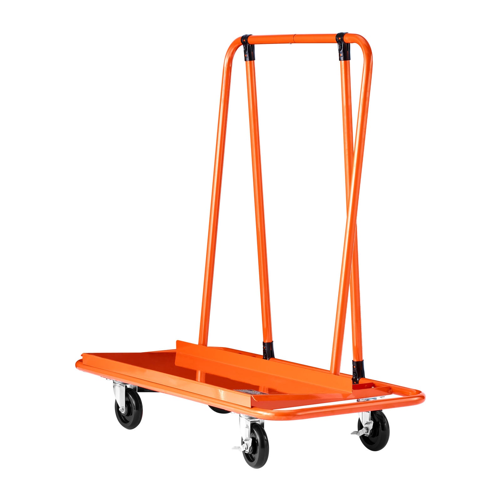 Drywall Cart Dolly, 1800 lbs Load Capacity, Steel Panel Dolly with 4 Swivel Casters, Durable & Long-lasting, Panel Truck Cart with Tie-Down Strap for Plywood, Plasterboard, Glass, Orange
