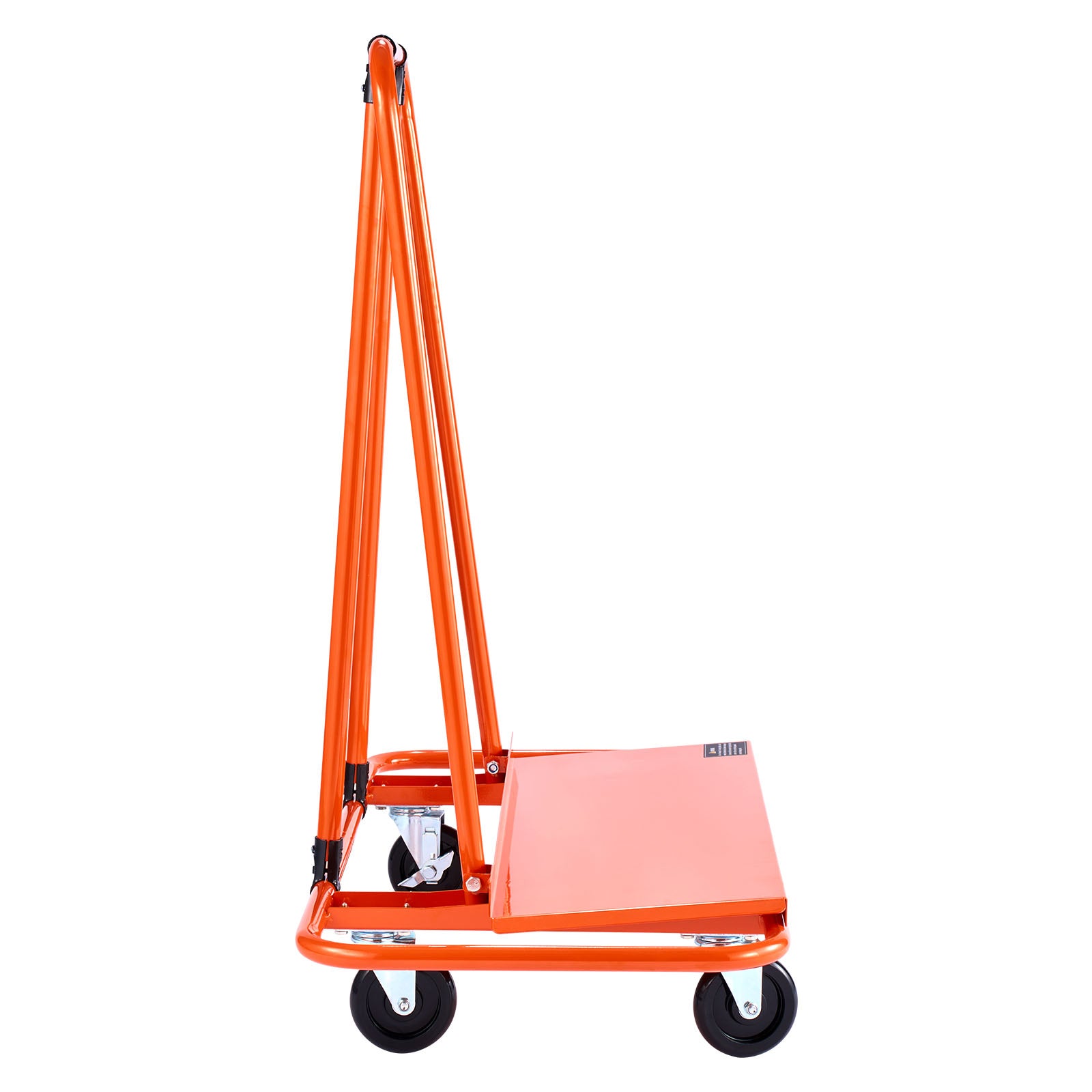 Drywall Cart Dolly, 1800 lbs Load Capacity, Steel Panel Dolly with 4 Swivel Casters, Durable & Long-lasting, Panel Truck Cart with Tie-Down Strap for Plywood, Plasterboard, Glass, Orange