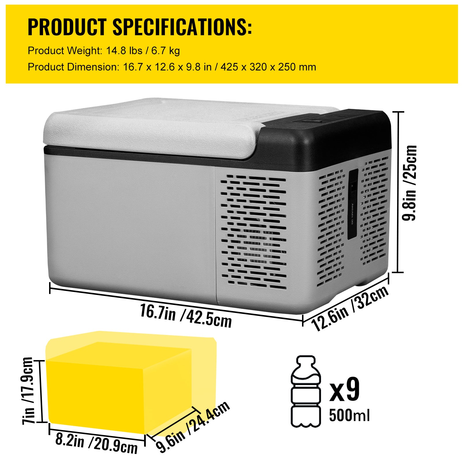 12 Volt Refrigerator 10 Qt, Portable Mini Freezer (-4℉~68℉) W/APP Control Car Compressor Fridge Cooler 12V/24V DC and 110-220V AC For Camping, Road Trip, Travel, Outdoor and Home
