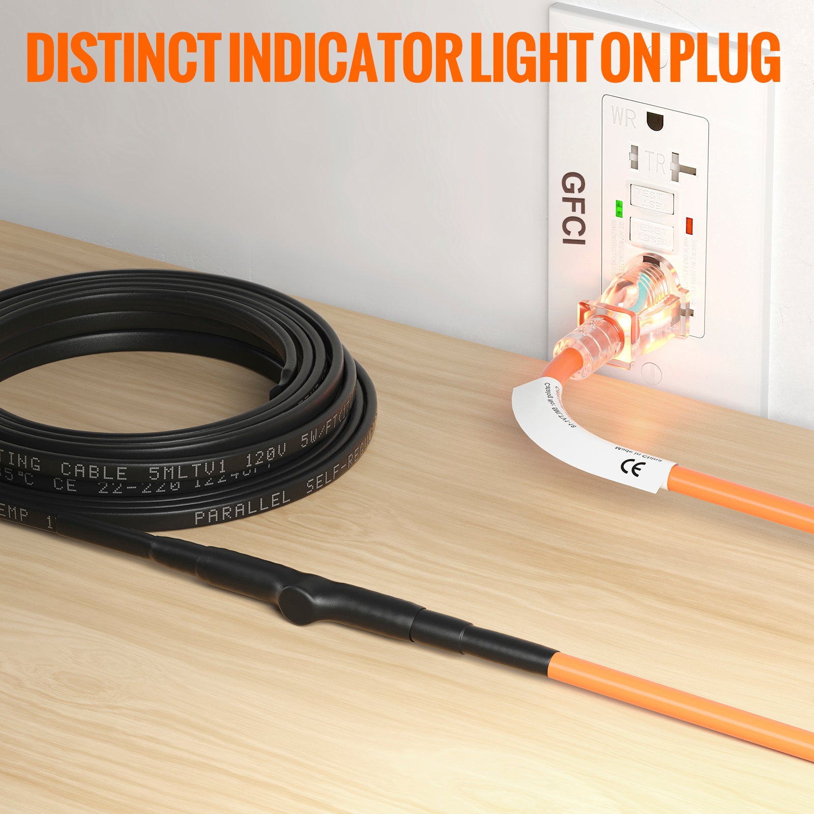 Self-Regulating Pipe Heating Cable, 18-feet 5W/ft Heat Tape for Pipes Freeze Protection, Protects PVC Hose, Metal and Plastic Pipe from Freezing, 120V