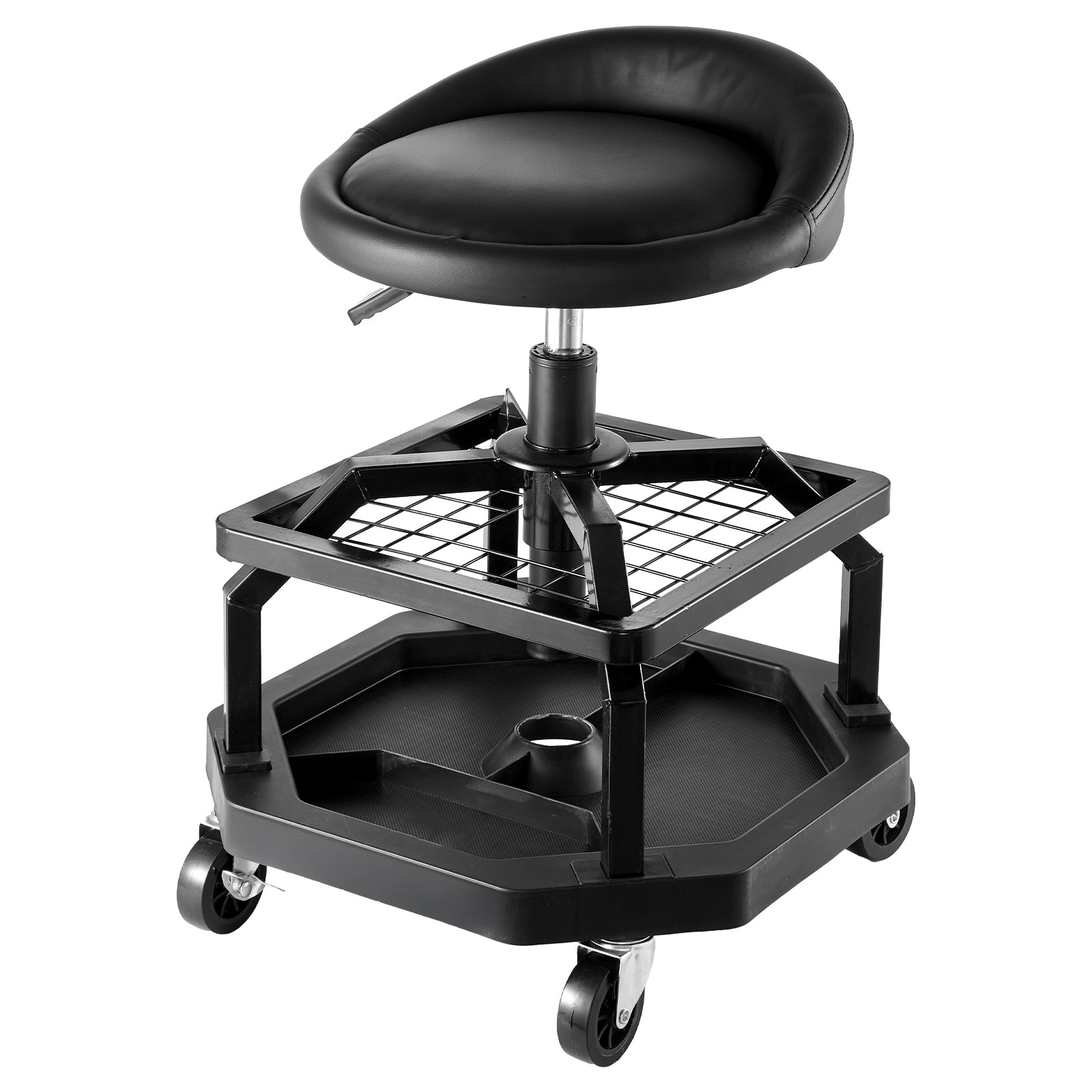 Rolling Shop Stool Adjustable Height Garage Seat 300 lbs Load with Caster