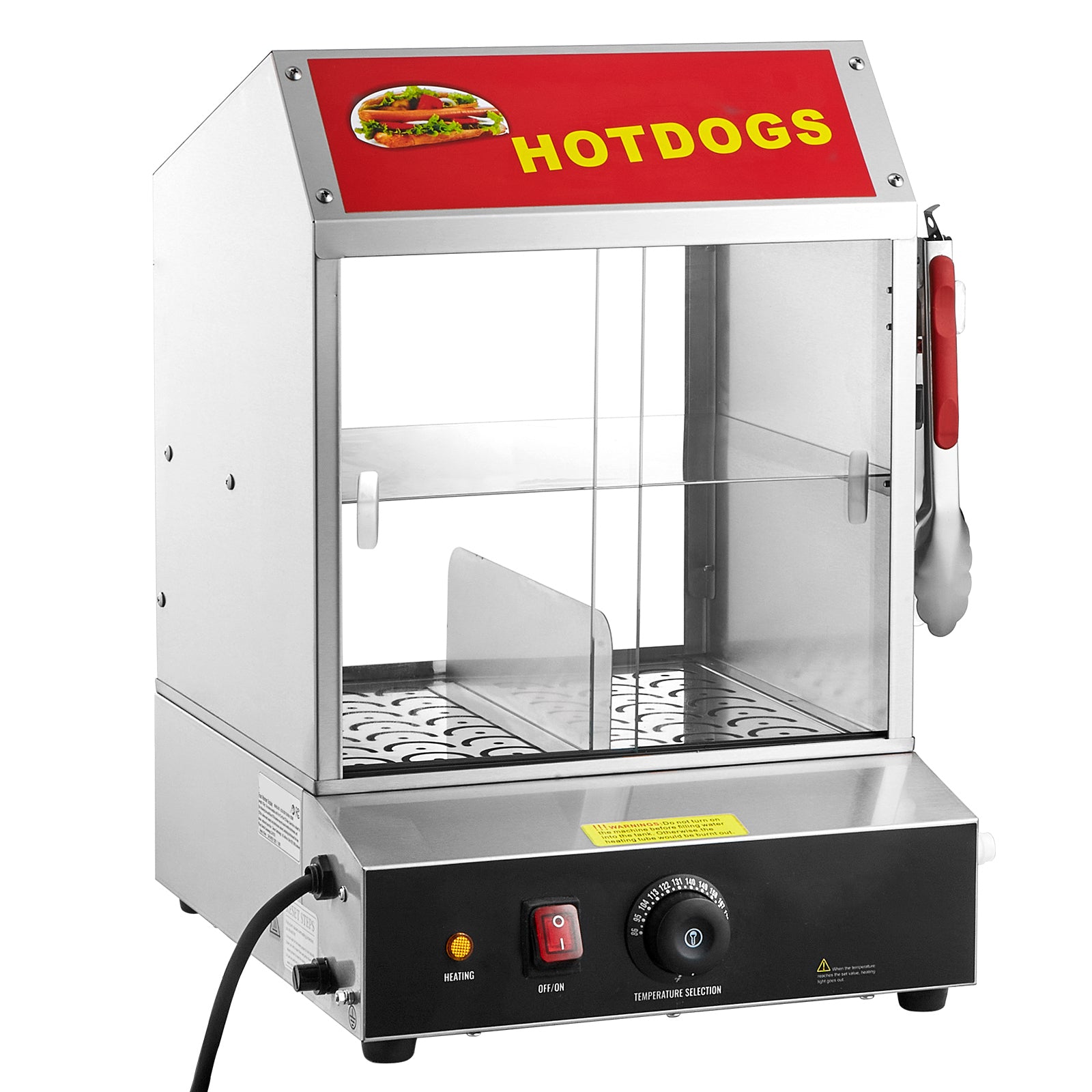 Commercial Hot Dog Steamer 2-Tier Electric Bun Warmer 28.5QT Slide Doors