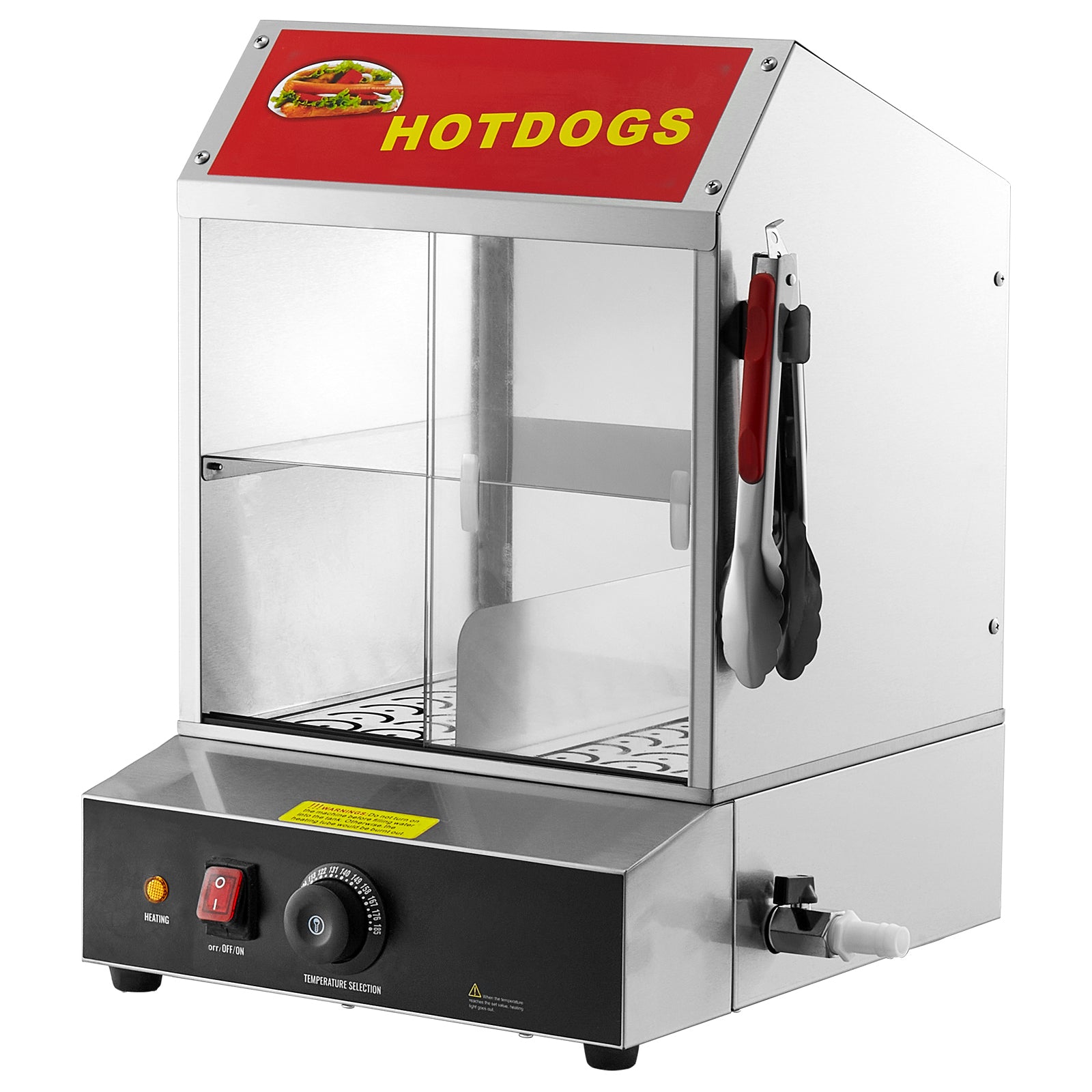 Commercial Hot Dog Steamer 2-Tier Electric Bun Warmer 28.5QT Slide Doors