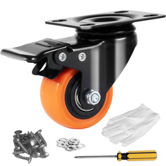 Caster Wheels, 2-inch Swivel Plate Casters, Set of 4, with Security Dual Locking No Noise PVC Wheels, Heavy Duty 150 lbs Load Capacity Per Caster, Non-Marking Wheels for Cart Furniture Workbench