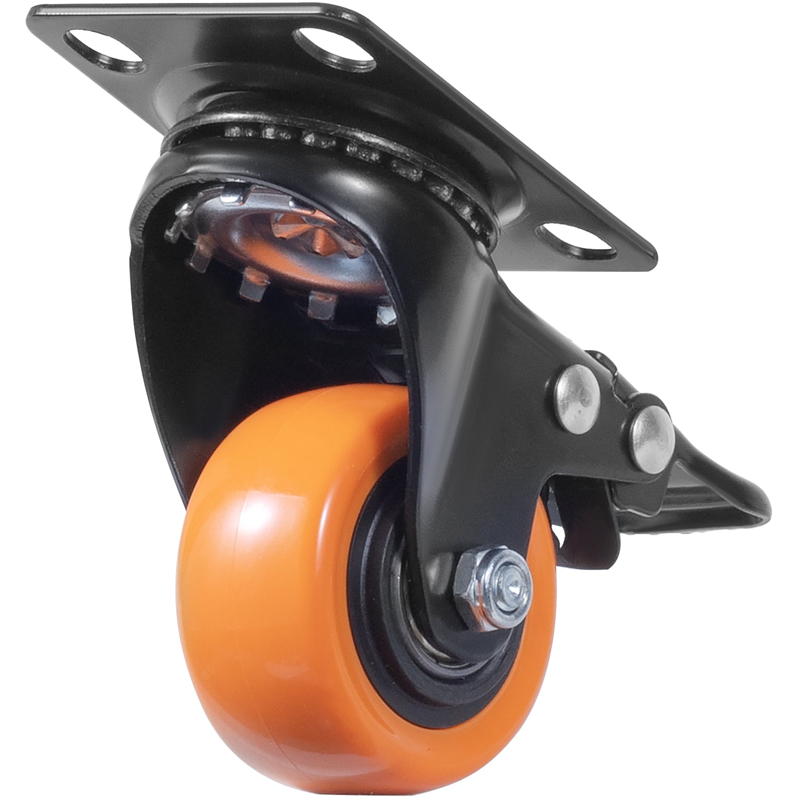 Caster Wheels, 2-inch Swivel Plate Casters, Set of 4, with Security Dual Locking No Noise PVC Wheels, Heavy Duty 150 lbs Load Capacity Per Caster, Non-Marking Wheels for Cart Furniture Workbench