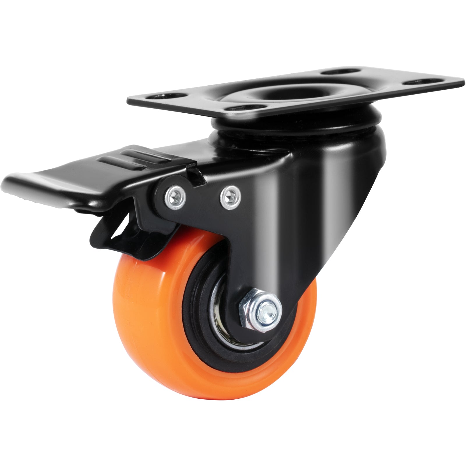 Caster Wheels, 2-inch Swivel Plate Casters, Set of 4, with Security Dual Locking No Noise PVC Wheels, Heavy Duty 150 lbs Load Capacity Per Caster, Non-Marking Wheels for Cart Furniture Workbench