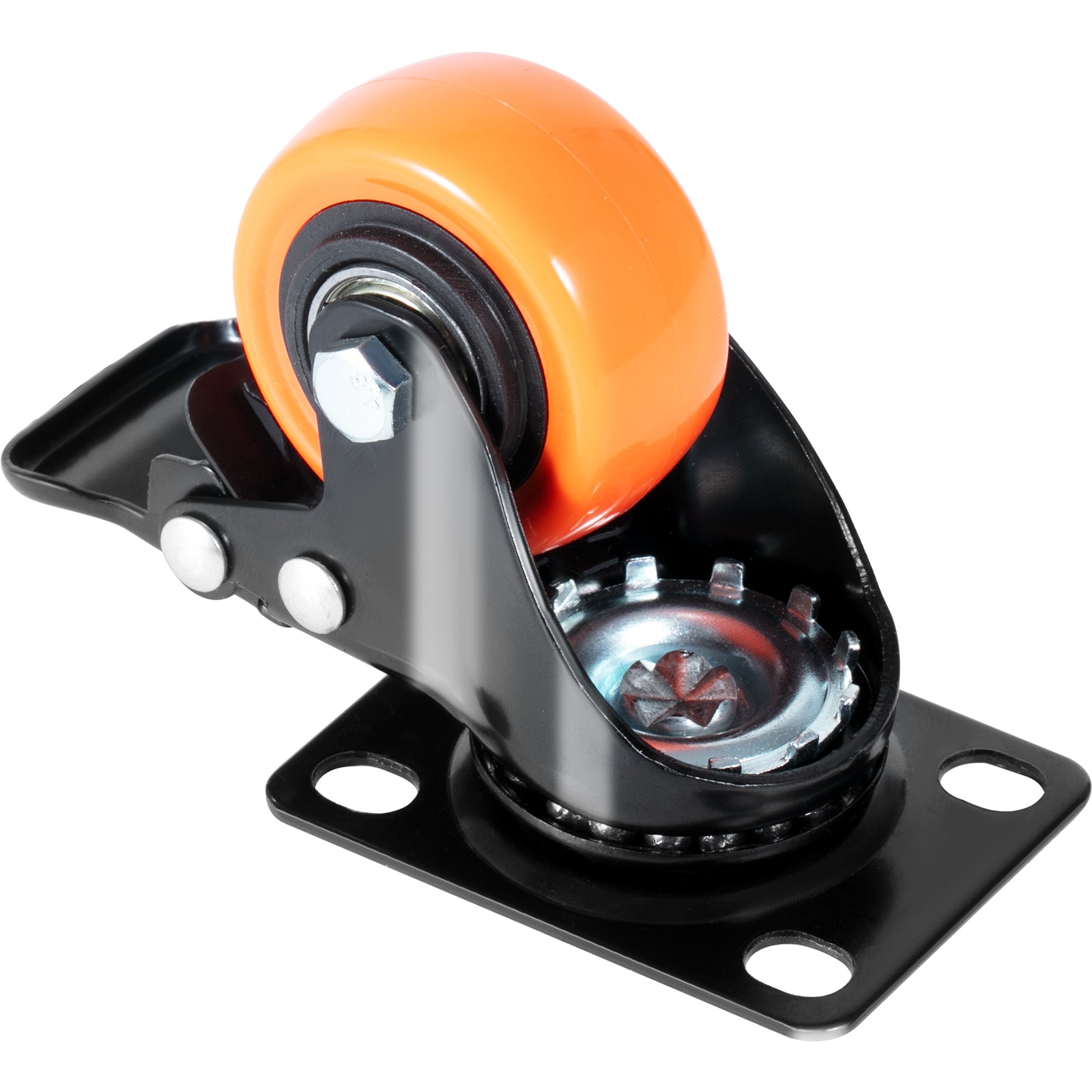Caster Wheels, 2-inch Swivel Plate Casters, Set of 4, with Security Dual Locking No Noise PVC Wheels, Heavy Duty 150 lbs Load Capacity Per Caster, Non-Marking Wheels for Cart Furniture Workbench