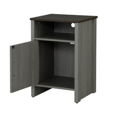 Rustic Farmhouse Style 1pc Side Table Metal Handle X-Cross On Drawer Two Tone Design Brown And Gray Finish
