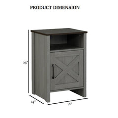 Rustic Farmhouse Style 1pc Side Table Metal Handle X-Cross On Drawer Two Tone Design Brown And Gray Finish