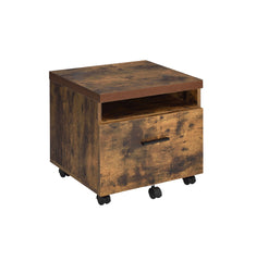 Industrial Style 1pc File Cabinet with Drawer and Shelf Caster Wheels Wooden Weathered Oak Finish, File Storing Unit Home Office Furniture