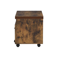 Industrial Style 1pc File Cabinet with Drawer and Shelf Caster Wheels Wooden Weathered Oak Finish, File Storing Unit Home Office Furniture