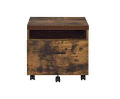 Industrial Style 1pc File Cabinet with Drawer and Shelf Caster Wheels Wooden Weathered Oak Finish, File Storing Unit Home Office Furniture