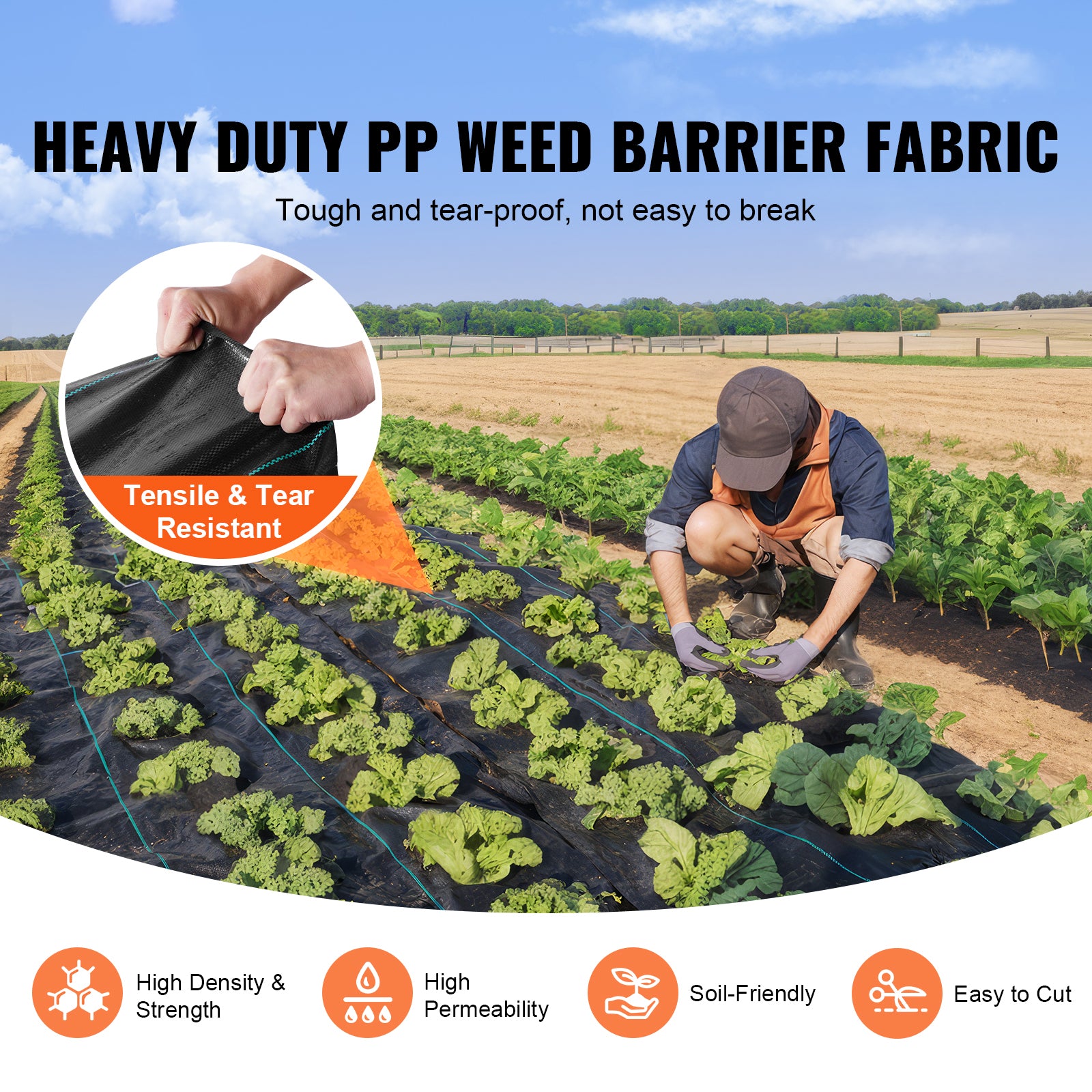 Weed Barrier Landscape Fabric, 3*100FT Heavy Duty Garden Weed Fabric, Woven PP Weed Control Fabric, Driveway Fabric, Geotextile Fabric for Landscaping, Ground Cover, Weed Blocker Weed Mat, Black