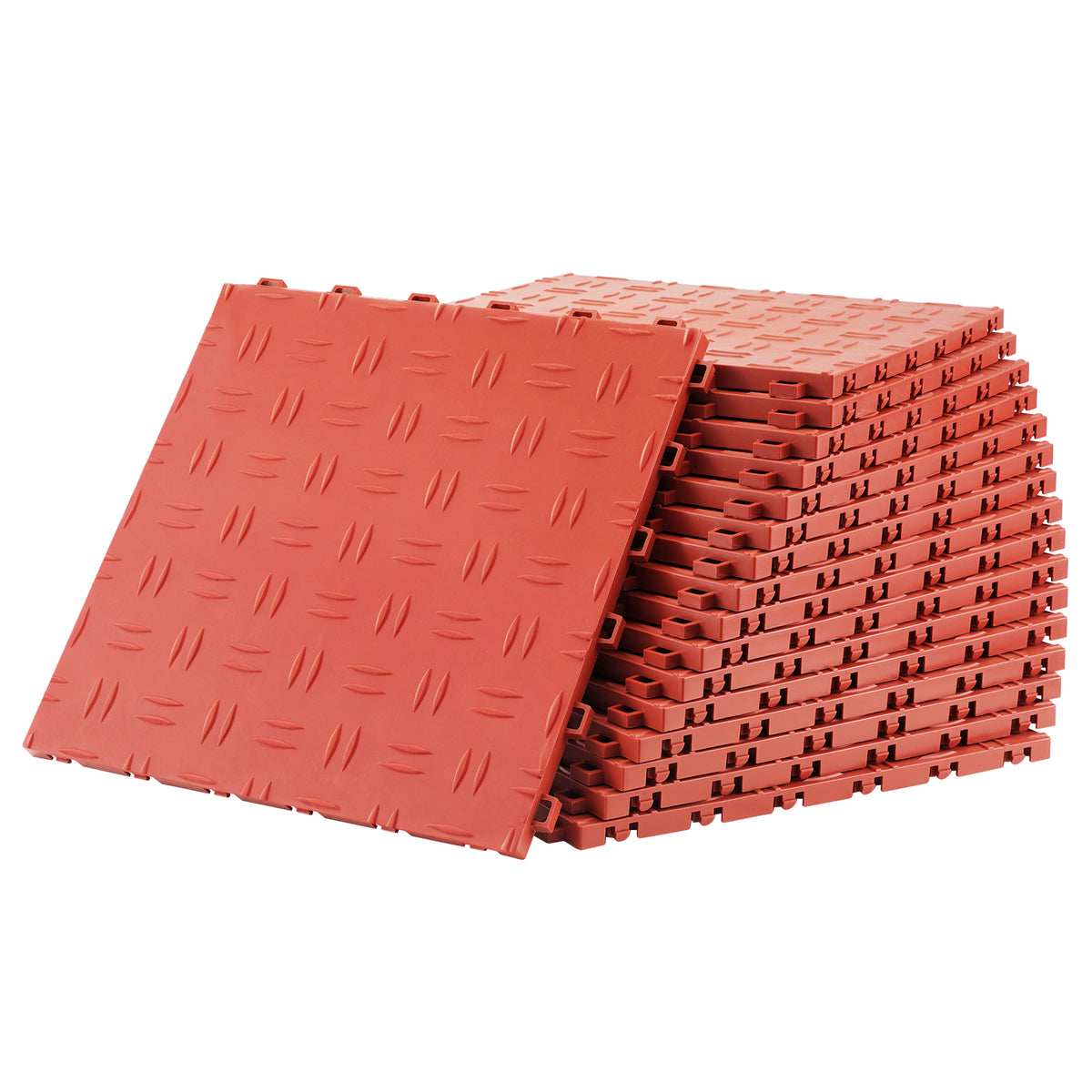 Garage Tiles Interlocking, 12 x 12 x 0.53 inch 50 Pack Garage Floor Covering Tiles, Non-Slip Double-Sided Texture Garage Flooring Tiles, for Garages, Basements, Repair Shops, Red