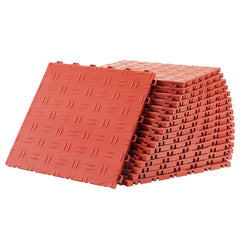 Garage Tiles Interlocking, 12 x 12 x 0.53 inch 50 Pack Garage Floor Covering Tiles, Non-Slip Double-Sided Texture Garage Flooring Tiles, for Garages, Basements, Repair Shops, Red