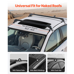 Lockable Roof Rack Cross Bars 165 LBS Capacity Universal Fit for Naked Roofs