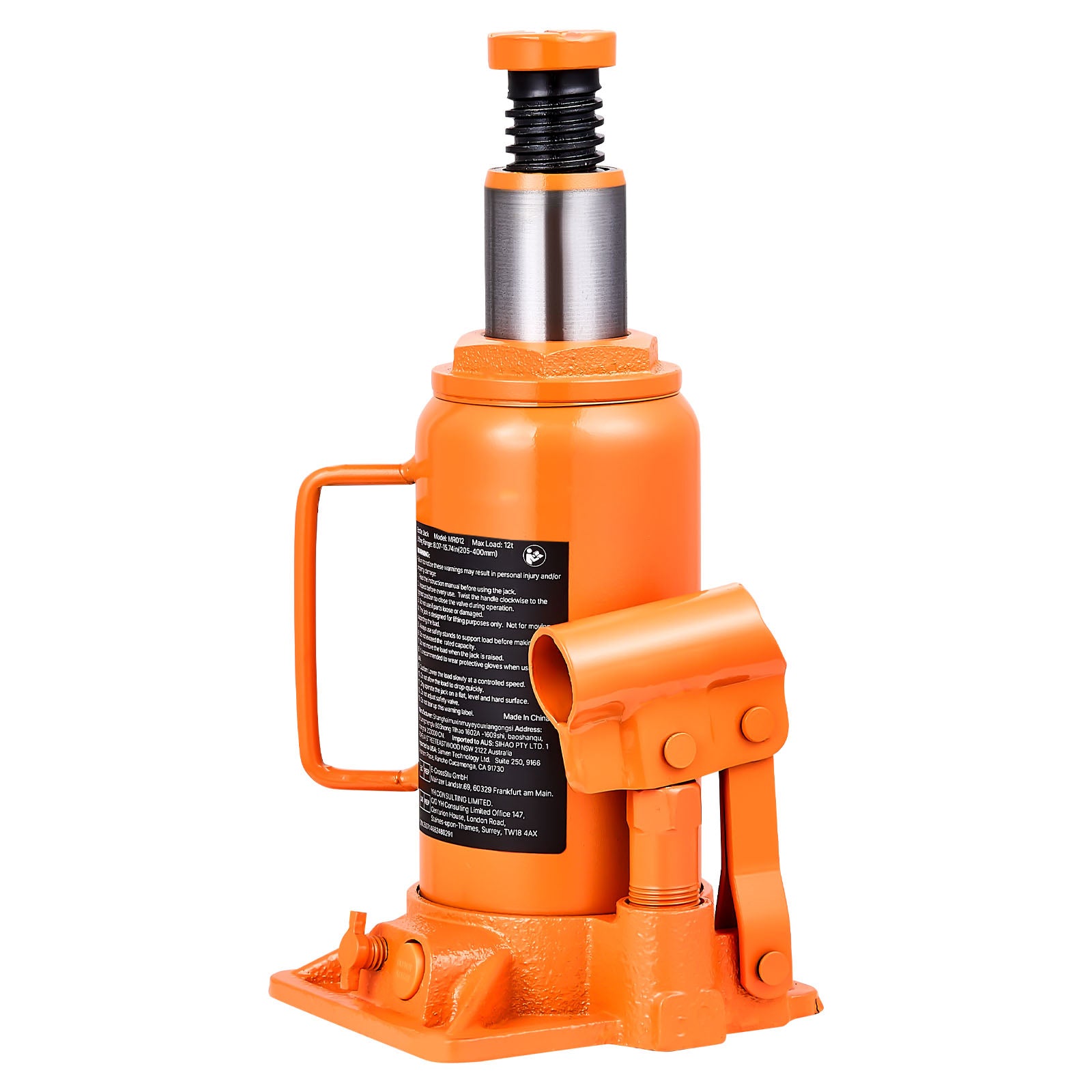 Hydraulic Bottle Jack, 12 Ton (26455.5 lbs) Capacity, 8.1-15.7 Inch Lifting Range, Heavy Duty Welded Bottle Jack for Car, SUV, Pickup, Auto Repair, House Lift and Agricultural Equipment, Orange