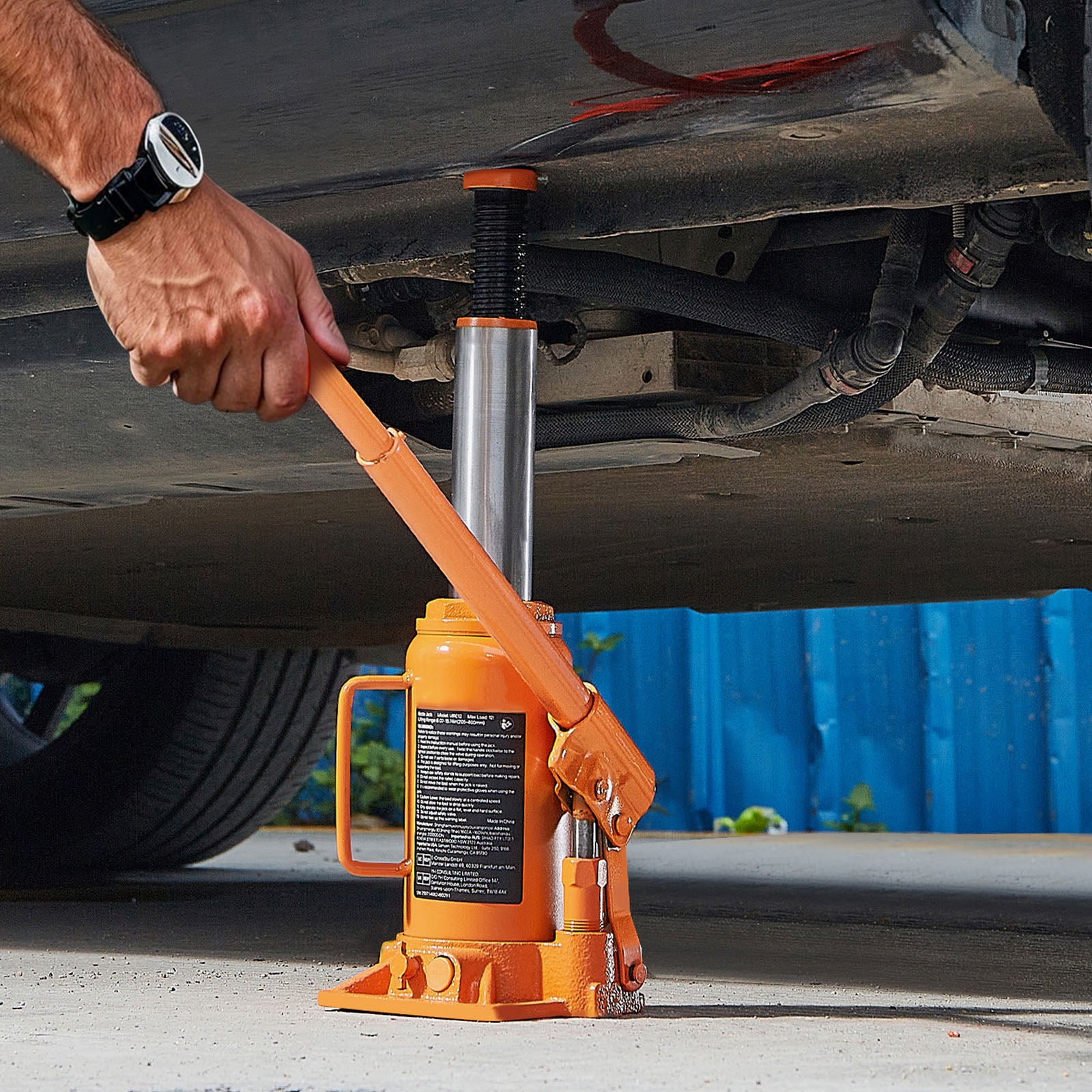 Hydraulic Bottle Jack, 12 Ton (26455.5 lbs) Capacity, 8.1-15.7 Inch Lifting Range, Heavy Duty Welded Bottle Jack for Car, SUV, Pickup, Auto Repair, House Lift and Agricultural Equipment, Orange