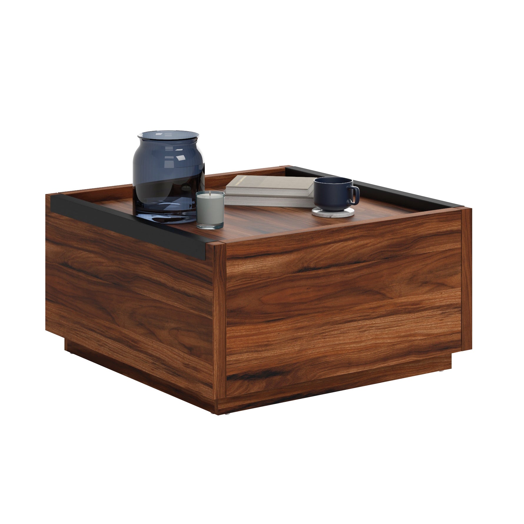 Coffee Table with Full-Extension Drawers, Dark Brown finish