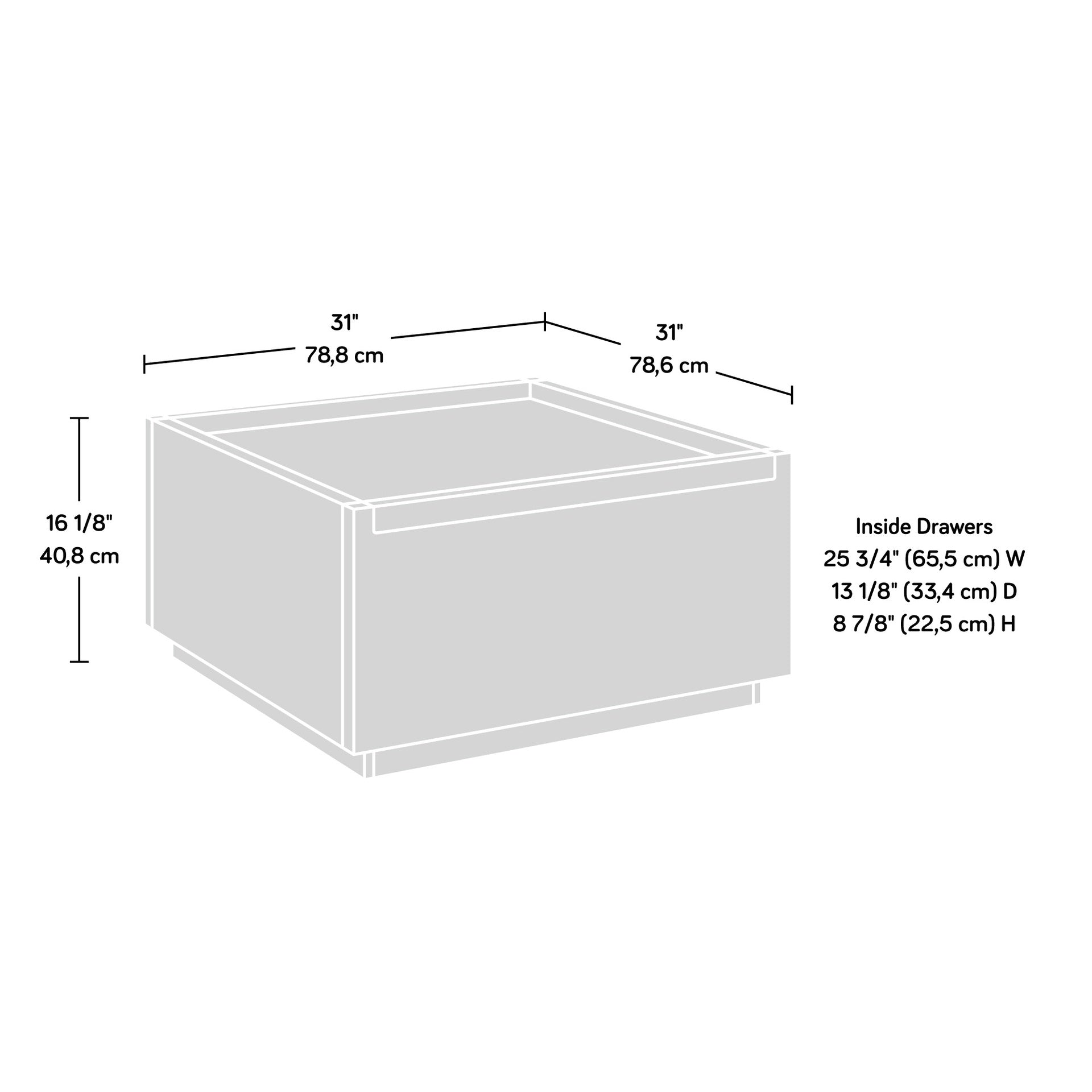 Coffee Table with Full-Extension Drawers, Dark Brown finish