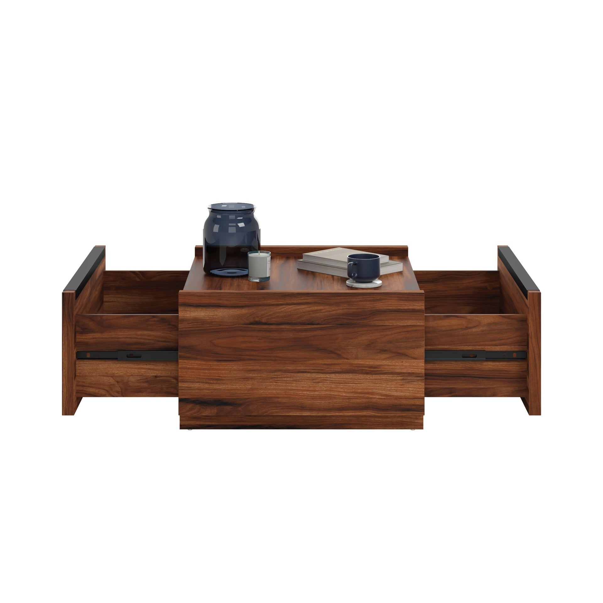 Coffee Table with Full-Extension Drawers, Dark Brown finish