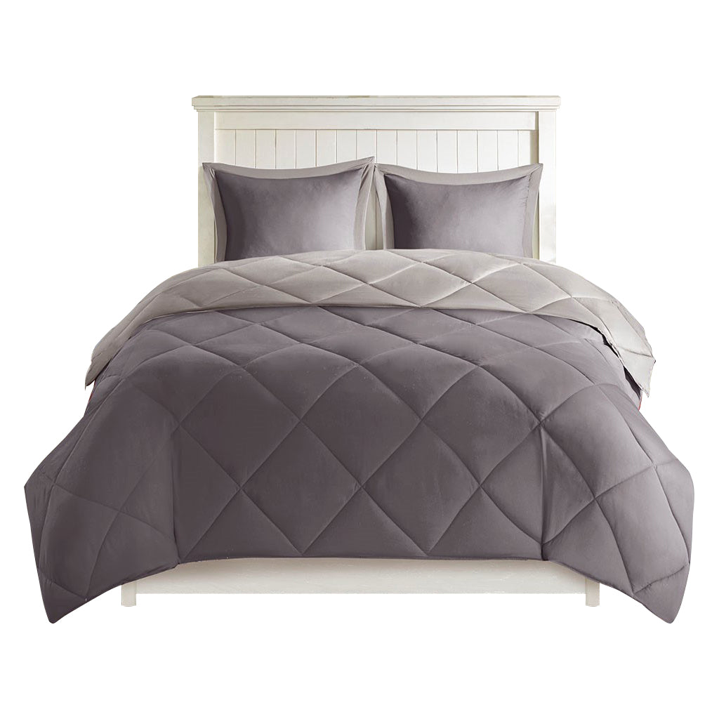Full/Queen 3M Scotchgard Diamond Quilting Reversible Down Alternative Comforter Set