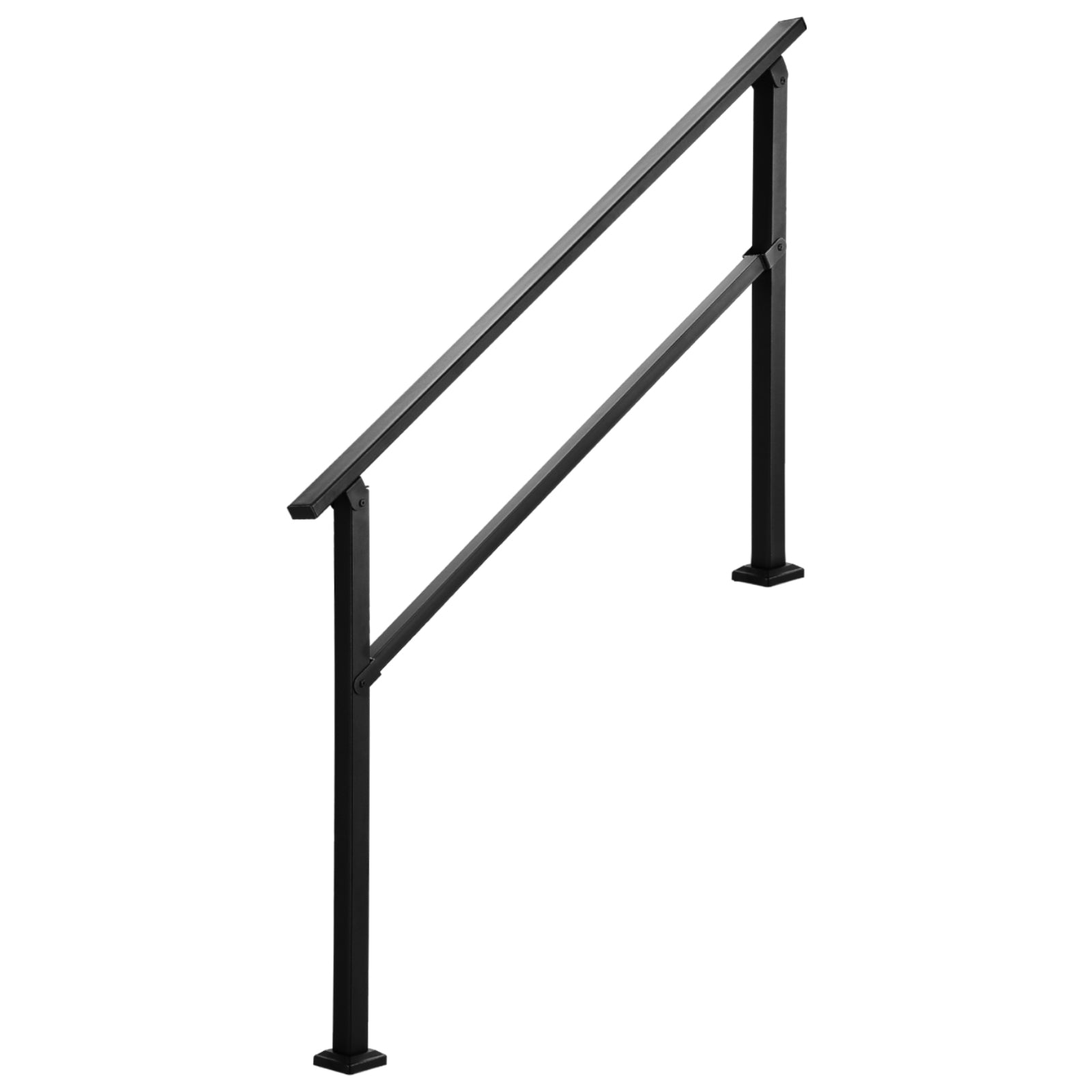 Outdoor Handrails for 4-5 Step Stairs Black Square Tube Easy Install for Senior