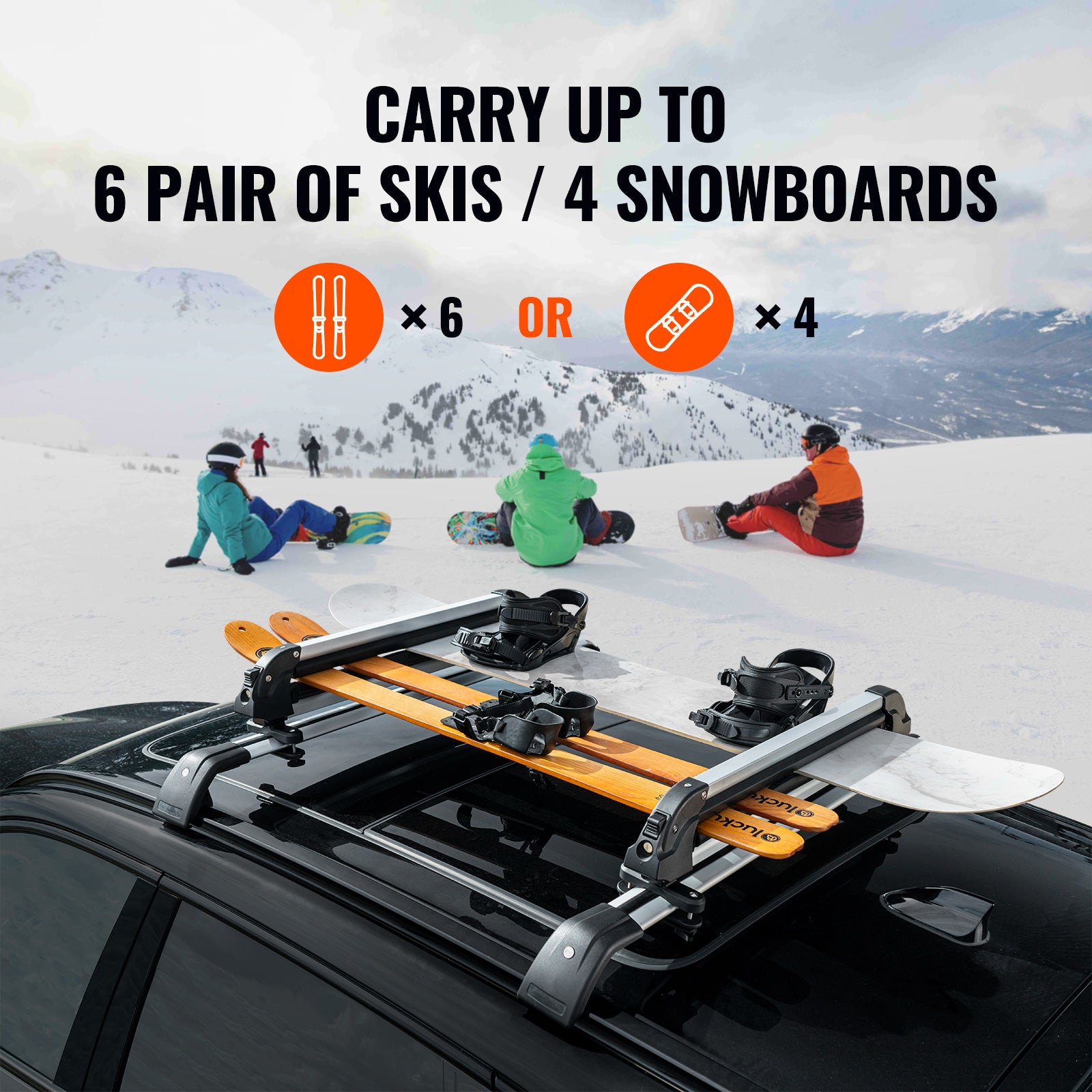 Ski Snowboard Roof Rack 31.7" Universal Ski Rack for Car Roof with Lock