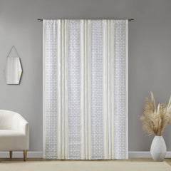 2pk Poly Printed Curtain Panel with Tufted Stripe White/Taupe 2-PK 50x84"