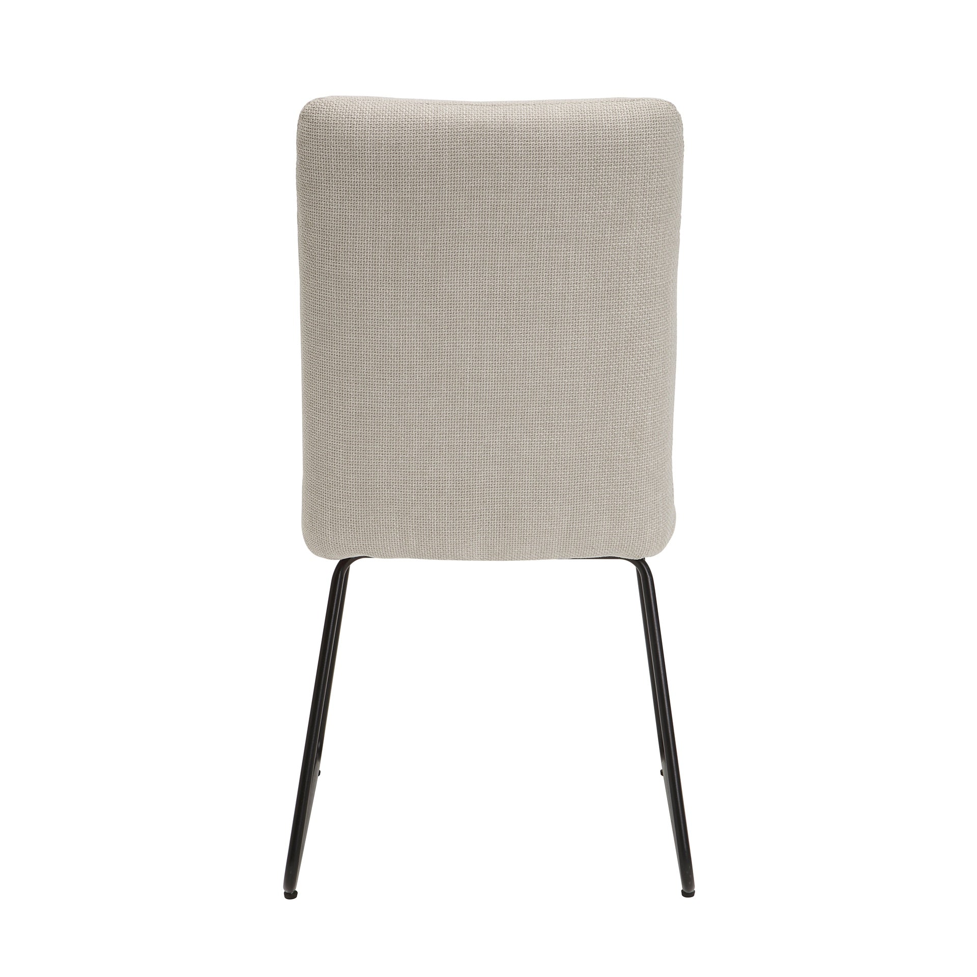 Modern Design Beige Fabric Upholstered Side Chairs 2pc Set, Tabular Black Finish Metal Legs Casual Dining Furniture