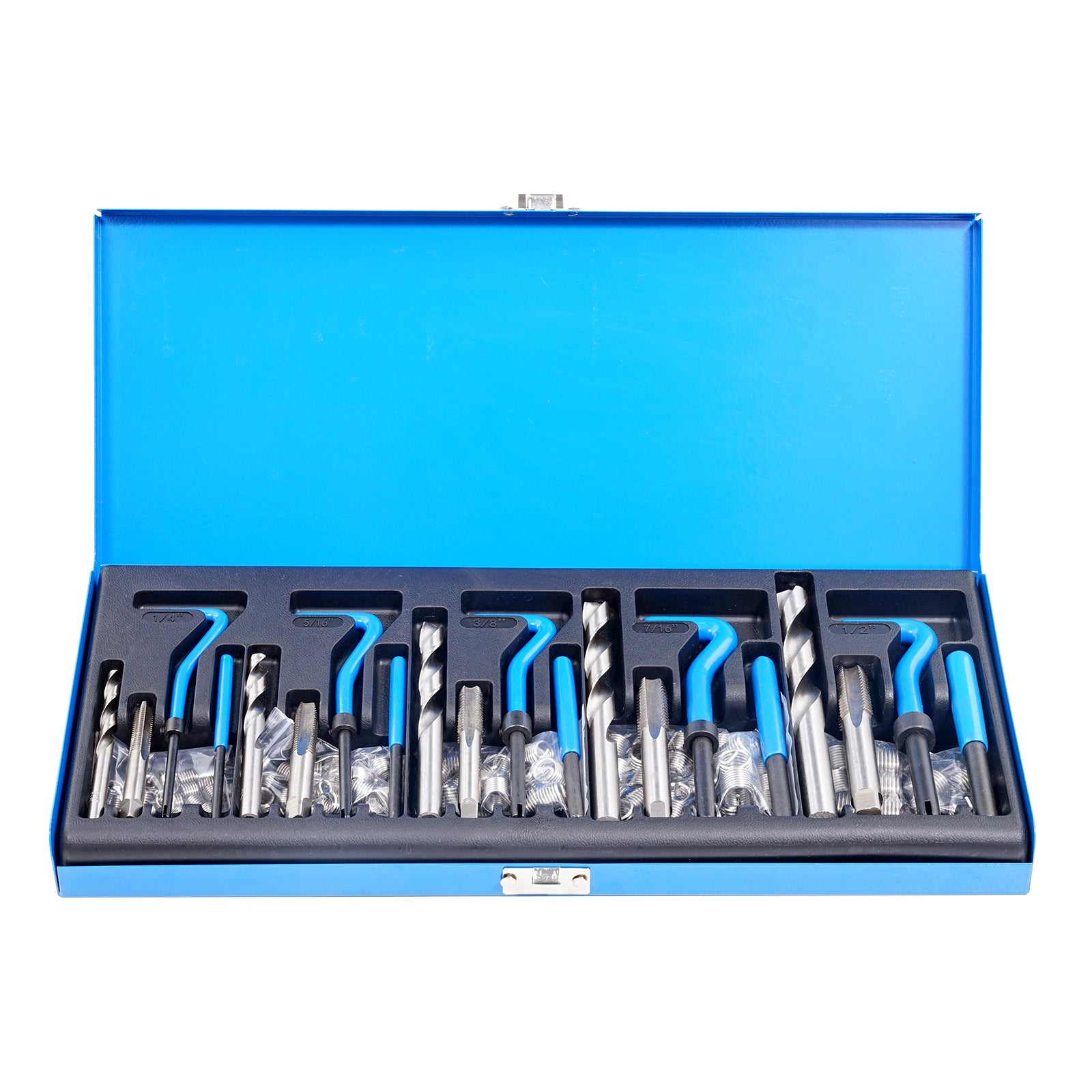131 PCS Helicoil Thread Repair Kit SAE Tool 1/4 5/16 3/8 7/16 1/2 in UNC