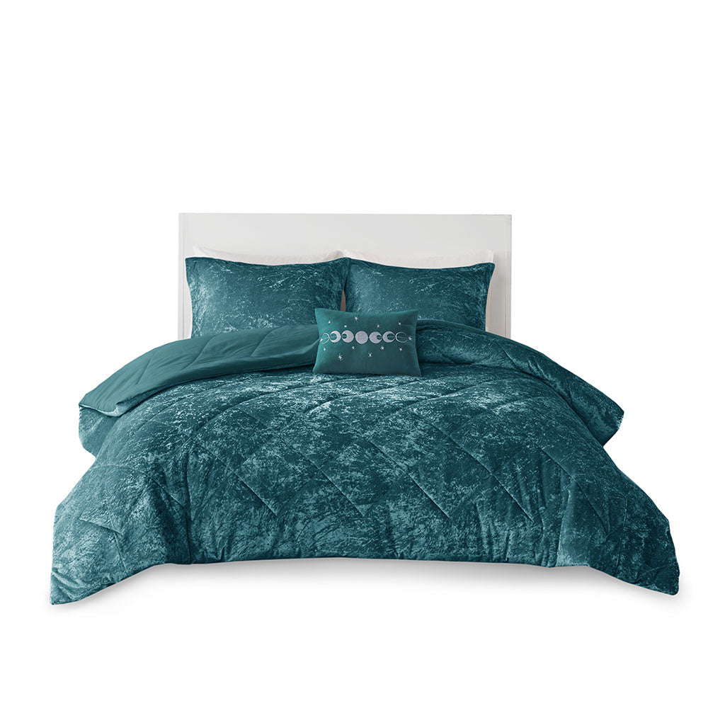 Full/Queen Velvet Comforter Set with Throw Pillow