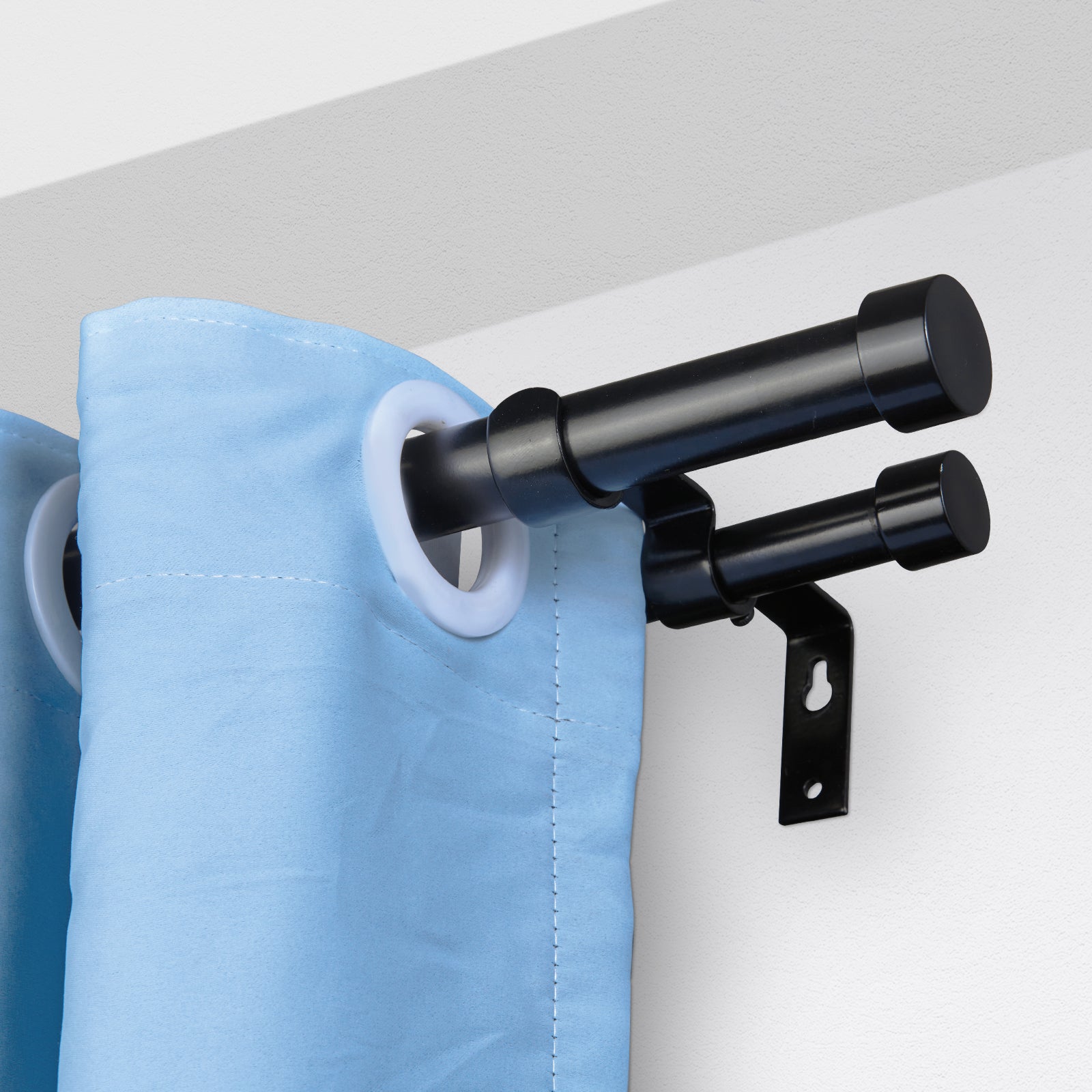 1 Inch Double Curtain Rods 74 to 144 Inches(6-12ft), Drapery Rods for Windows 69 to 140 Inches, Telescoping Dual Curtain Rod with Round Finials, Black