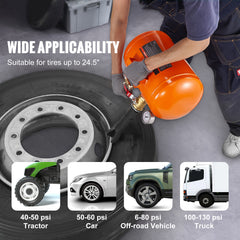 Tire Bead Blaster, 5 Gallon/19L Capacity, Includes Pressure Gauge & Handle, 145 PSI Max Inflation Tank, Operates Between 85-116 PSI for Cars, Trucks, and ATVs