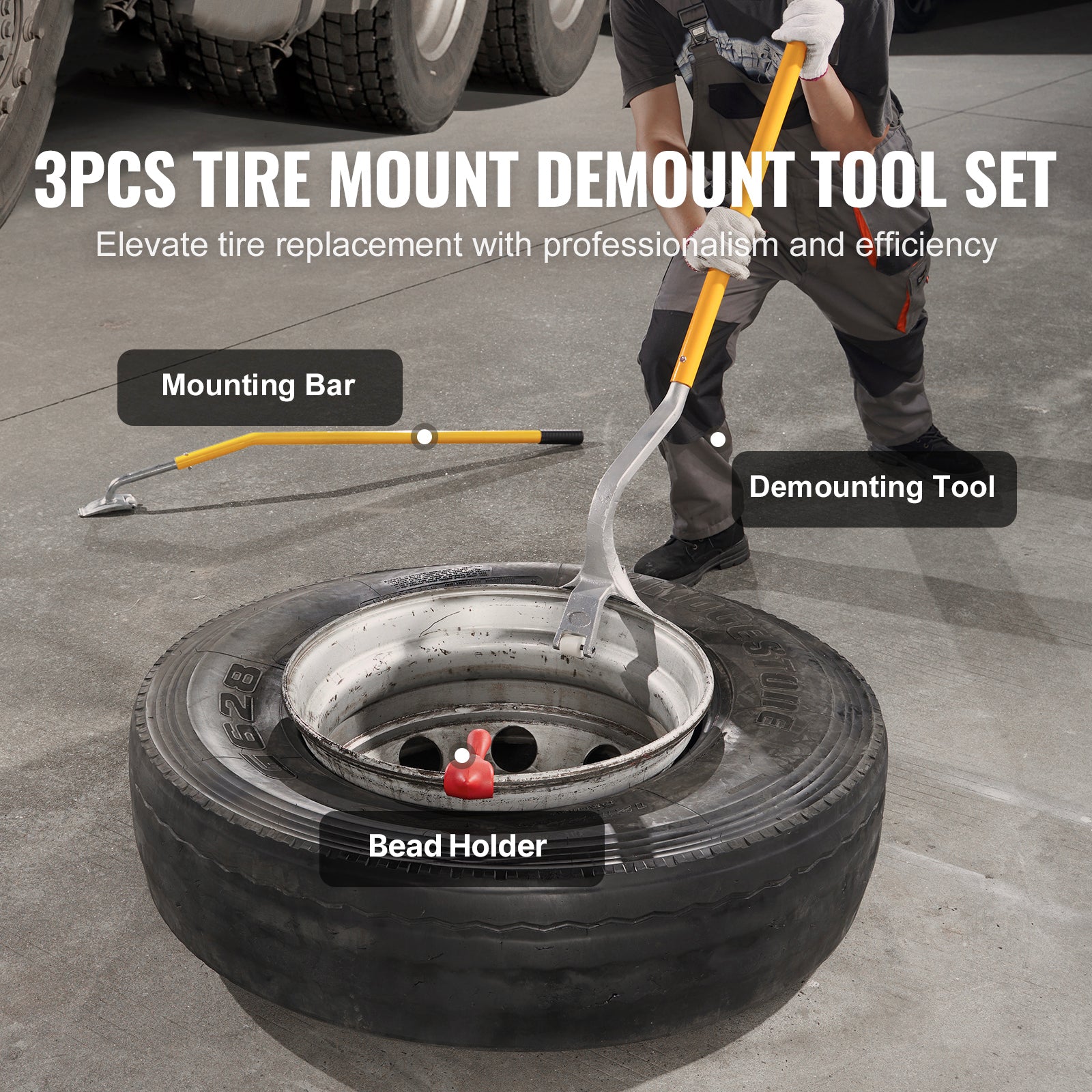 Truck Tire Changer Mount Demount 22.5-24.5 in Radial Bias Ply/Tubeless Tire