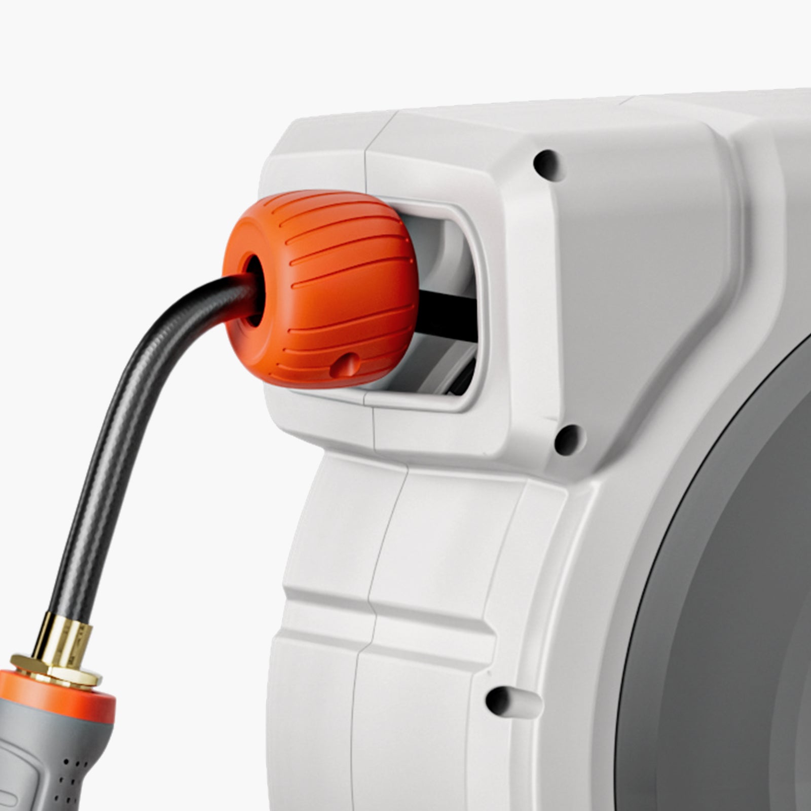 Retractable Garden Hose Reel, 1/2 Inch x 65 ft Wall Mounted, Heavy Duty Garden Hose Reel with 9 Patterns Nozzle, Any Length Lock, Upgraded Slow Return System and 180°Swivel Bracket
