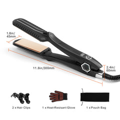 Hair Straightener, 1.5-inch Titanium Flat Iron, Dual Infrared Hair Straightener Flat Iron with LCD Display and 19 Temp Levels - 210°F to 450°F, Dual Voltage 110V/240V for Salon Home Travel Use