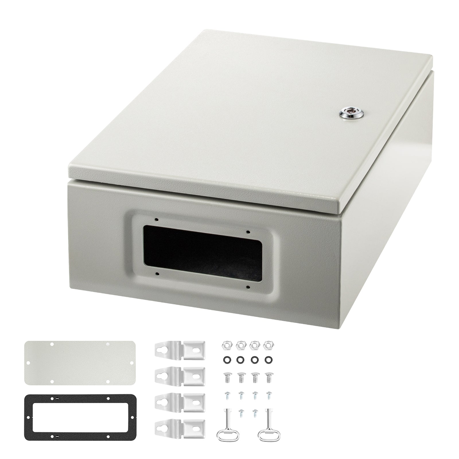 Electrical Enclosure Box, 16'' ×12'' ×6'', Carbon Steel Hinged Junction Box, IP66 Waterproof & Dustproof, Outdoor Electrical Box, with Mounting Plate