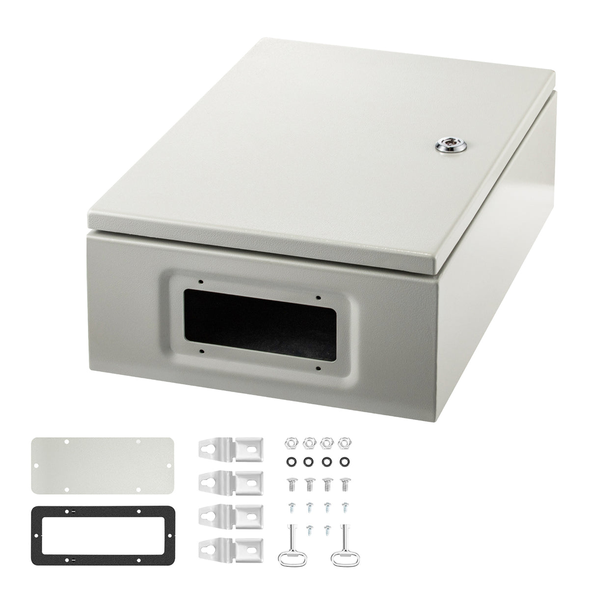 Electrical Enclosure Box, 16'' ×12'' ×6'', Carbon Steel Hinged Junction Box, IP66 Waterproof & Dustproof, Outdoor Electrical Box, with Mounting Plate