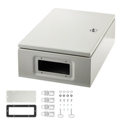 Electrical Enclosure Box, 16'' ×12'' ×6'', Carbon Steel Hinged Junction Box, IP66 Waterproof & Dustproof, Outdoor Electrical Box, with Mounting Plate