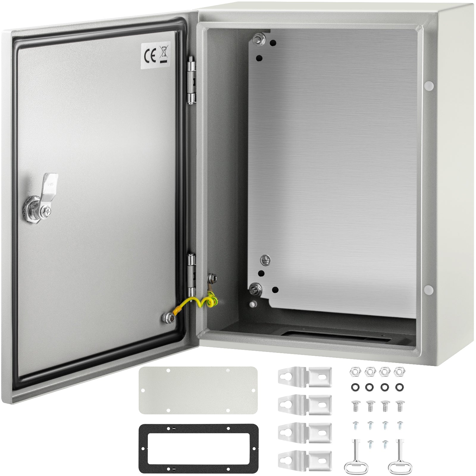 Electrical Enclosure Box, 16'' ×12'' ×6'', Carbon Steel Hinged Junction Box, IP66 Waterproof & Dustproof, Outdoor Electrical Box, with Mounting Plate