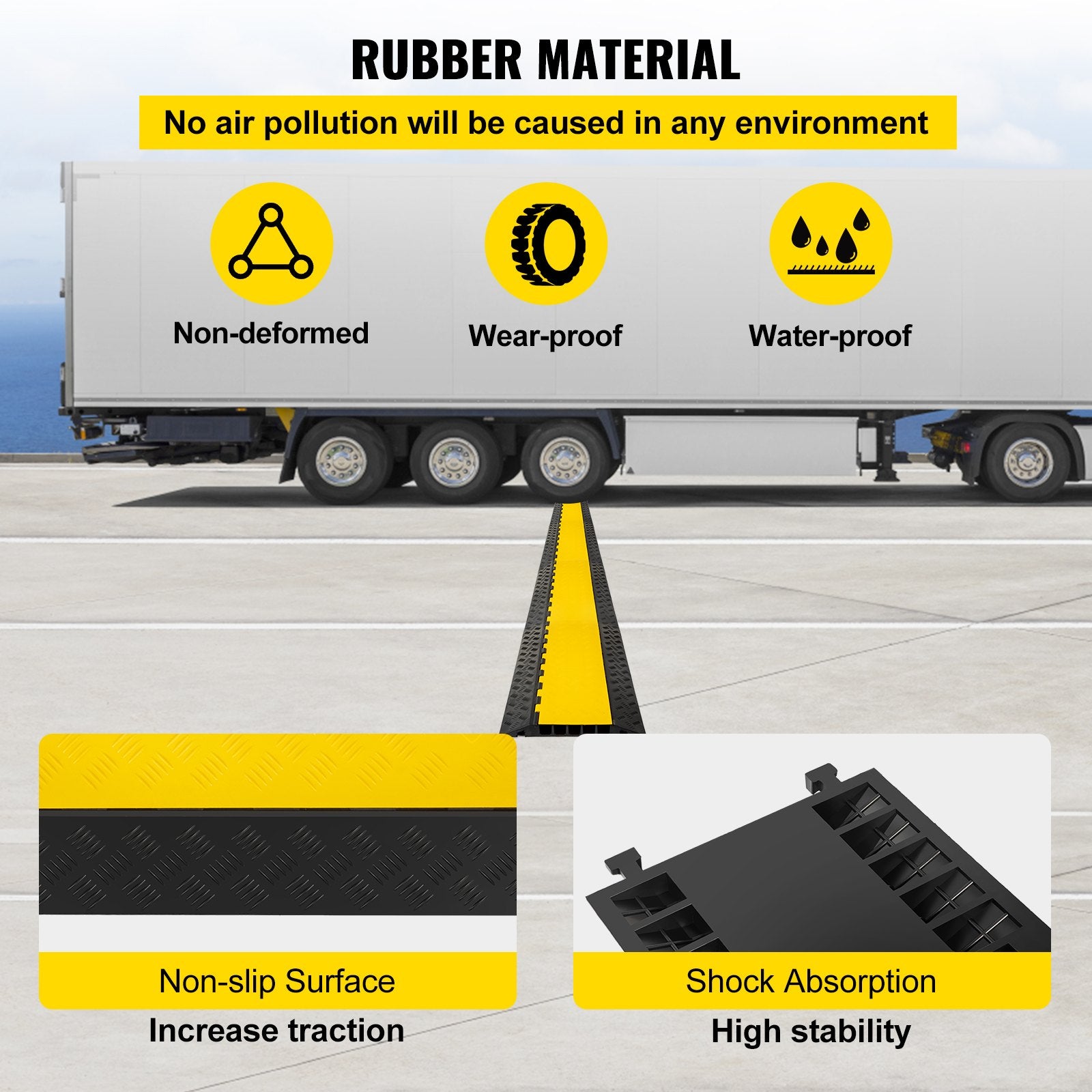 5 Channel Cable Protectors Extreme Rubber Cable Ramps Heavy Duty Protective Cable Wire Cord Ramp Driveway Rubber Traffic Speed Bumps Cable Protector (5-Channel, 1Pack-18000Lb)