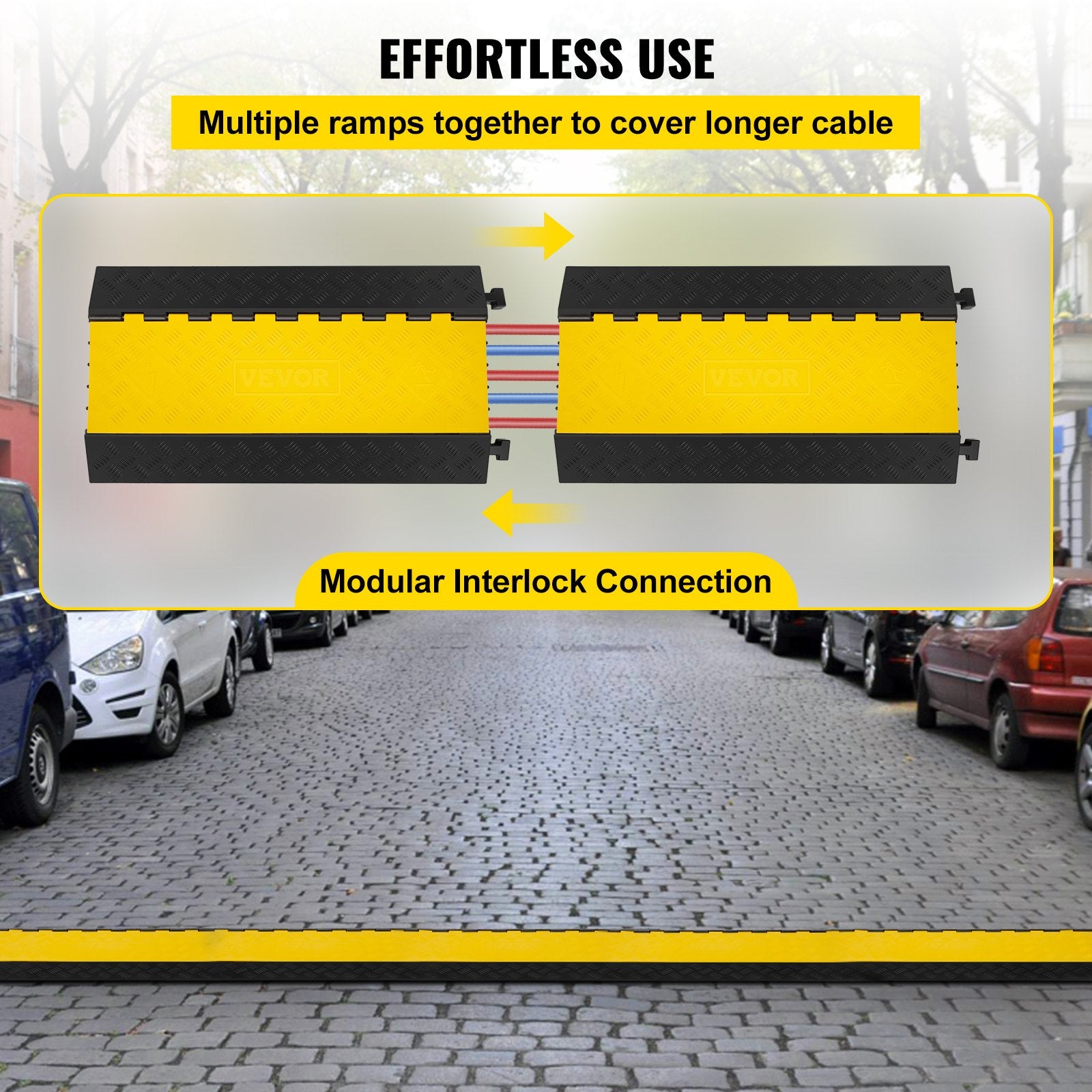 5 Channel Cable Protectors Extreme Rubber Cable Ramps Heavy Duty Protective Cable Wire Cord Ramp Driveway Rubber Traffic Speed Bumps Cable Protector (5-Channel, 1Pack-18000Lb)