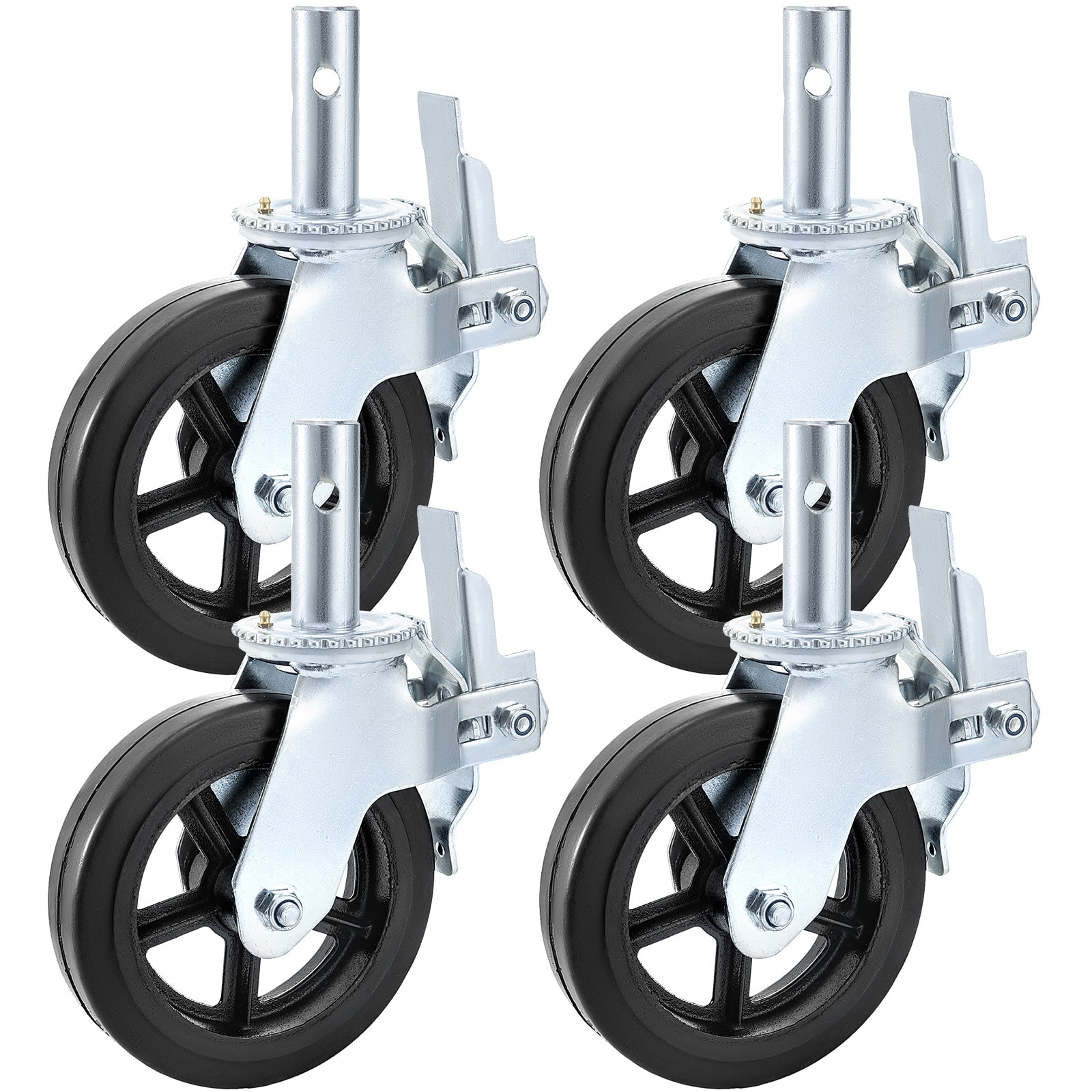 4 Pack Scaffolding Caster Wheels 8 x 2 Inch with Dual Locking Rubber Swivel Caster 360 Degrees Heavy Duty Casters 1100LBS Capacity per Wheel