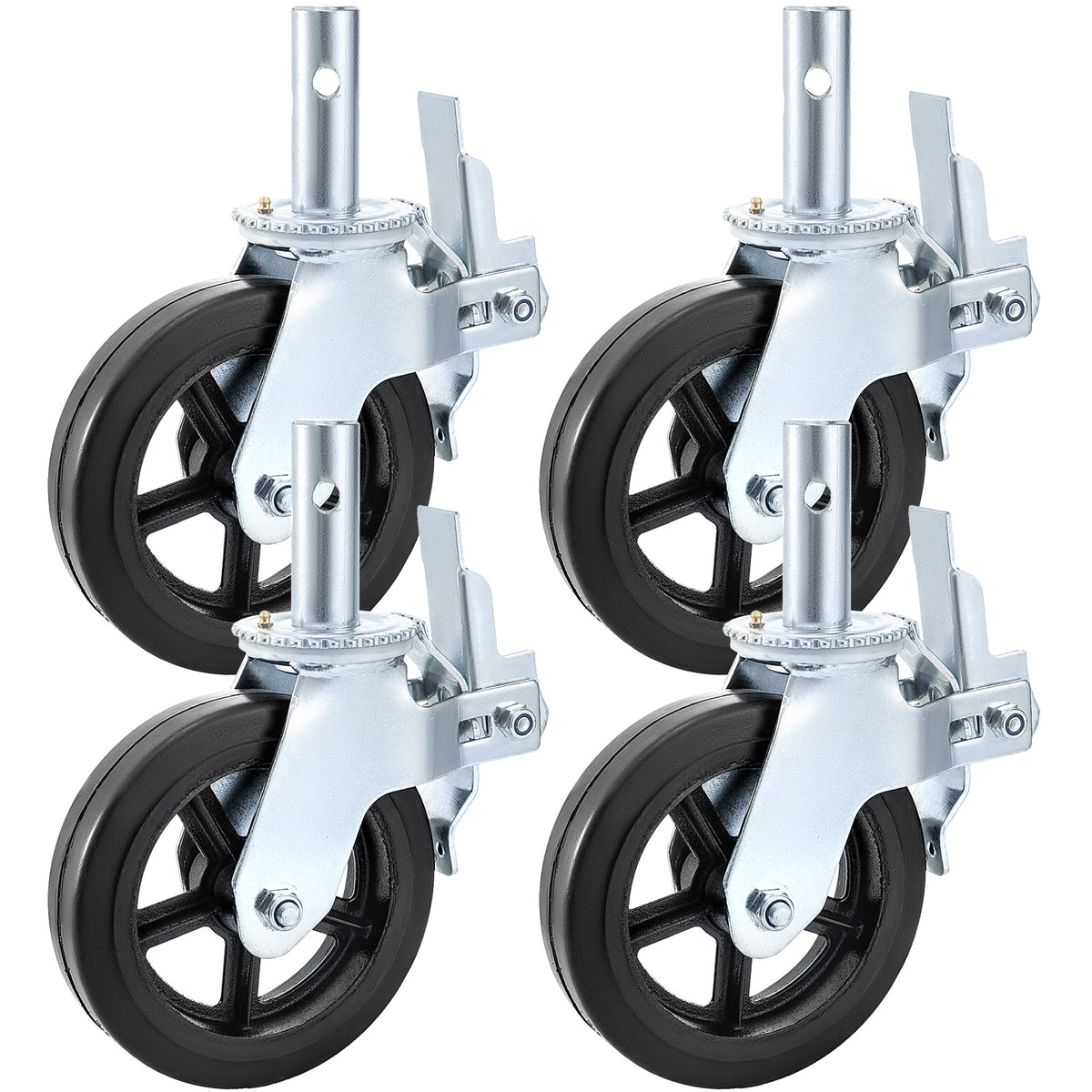 4 Pack Scaffolding Caster Wheels 8 x 2 Inch with Dual Locking Rubber Swivel Caster 360 Degrees Heavy Duty Casters 1100LBS Capacity per Wheel