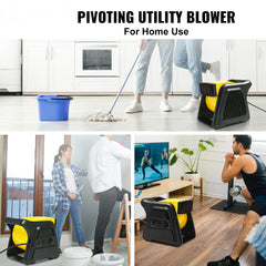 Pivoting Utility Fan, 600 CFM High Velocity Floor Blower for Drying, Cooling, Ventilating, Exhausting, 300° Blowing Angle Air Mover, Portable Carpet Dryer Fan for Home, Work Shop